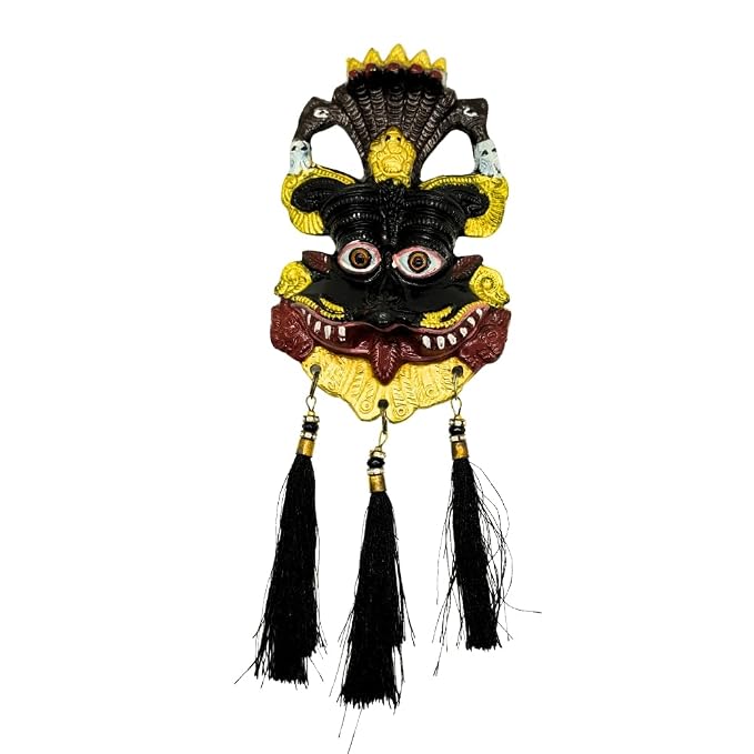 Metal Nazar Battu for Home Entrance, Approx. 10 Inch Hand-Painted Kirtimukh Door Hanging | Naag Ganesha Suraksha Kavach, Evil Eye Protection Décor for Main Door, Home & Office