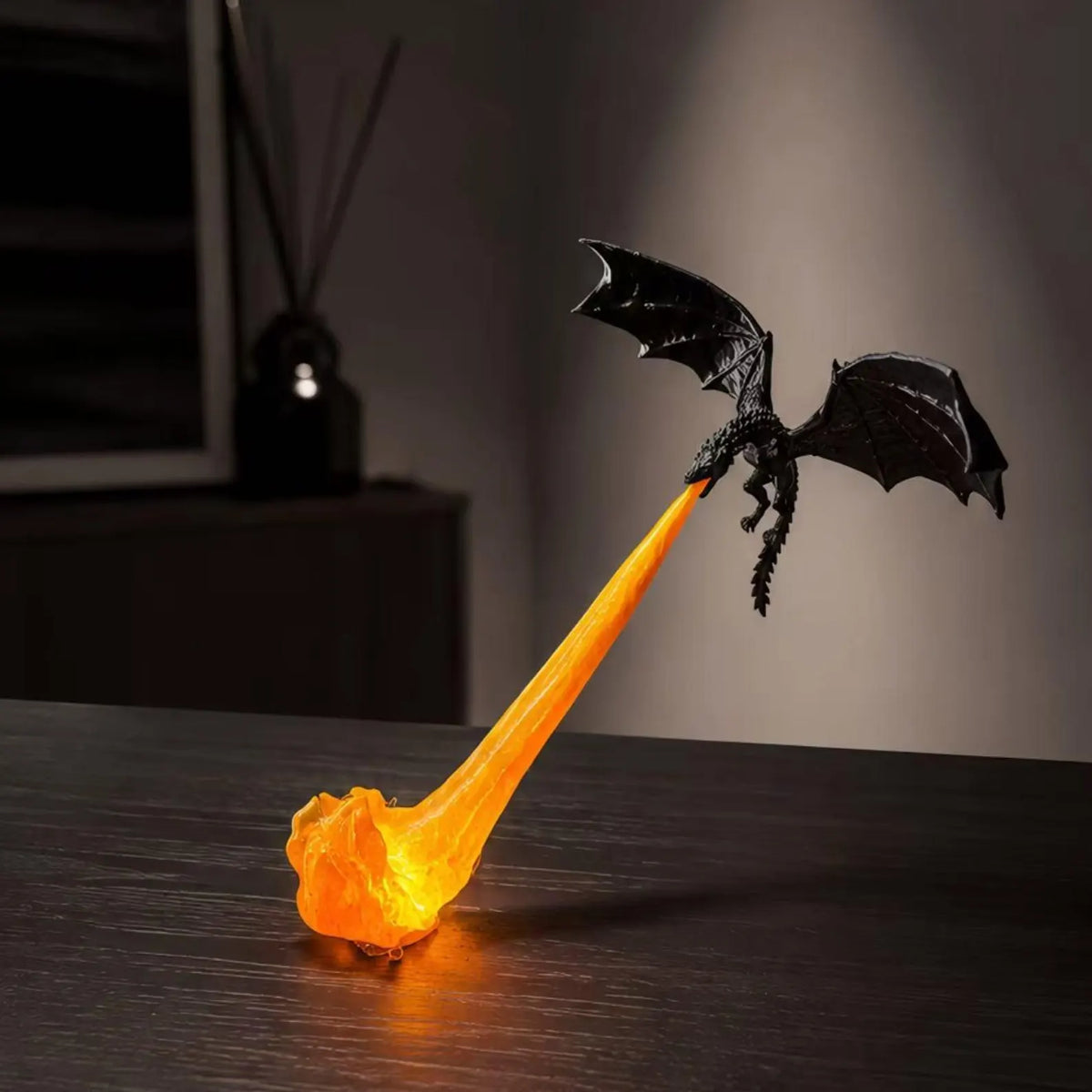 Dragon Breath Flame Lamp | Fire‑Breathing Dragon Desk Ornament | Fantasy Bookshelf Decor | LED Night Light, Unique Geek Gift for Book Lovers