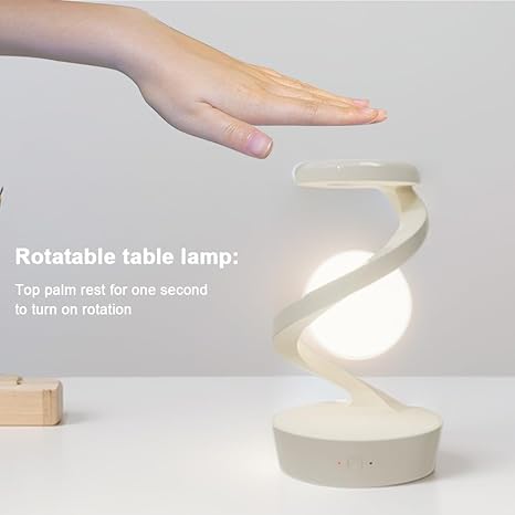 360° Rotating LED Table Lamp | Moving Light Effect with Wireless Charging Support (Plugged Use Only) | Modern Decorative Lamp for Bedroom & Home Décor