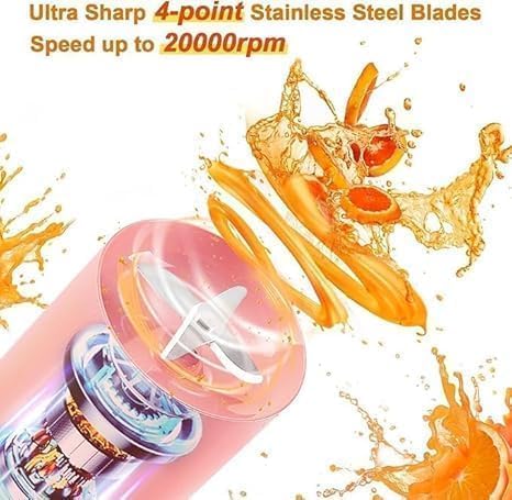 Portable Juicer Blender USB Rechargeable | Personal Mini Mixer Grinder for Smoothies, Juices & Shakes | Compact Travel Juicer Bottle with Powerful Blades | Easy to Use & Clean