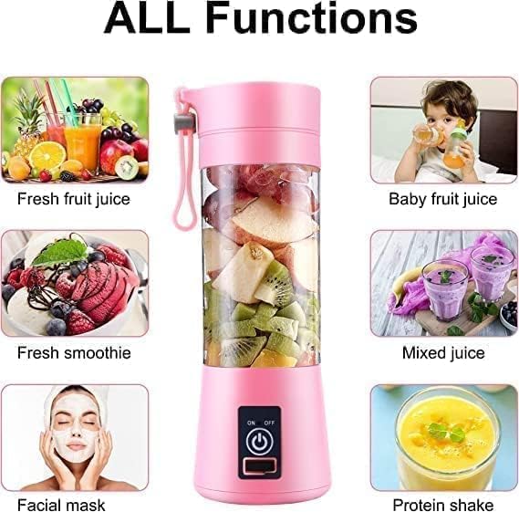 Portable 6-Blade Juicer Blender with Built-In Jar, Juice Mixer Bottle, Fruit Juice Machine, USB Rechargeable Personal Size Juicer Grinder for Juices (MultiColor)