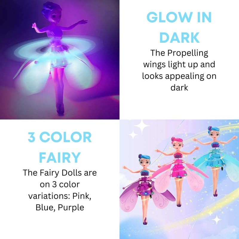 Flying Princess Fairy Toy with Infrared Hand Sensor & USB Rechargeable Hover Design | Flying Dolls for Girls | Labubu Doll Original | Kids Play Item Age 5 to 10