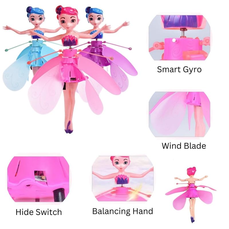 Flying Princess Fairy Toy with Infrared Hand Sensor & USB Rechargeable Hover Design | Flying Dolls for Girls | Labubu Doll Original | Kids Play Item Age 5 to 10