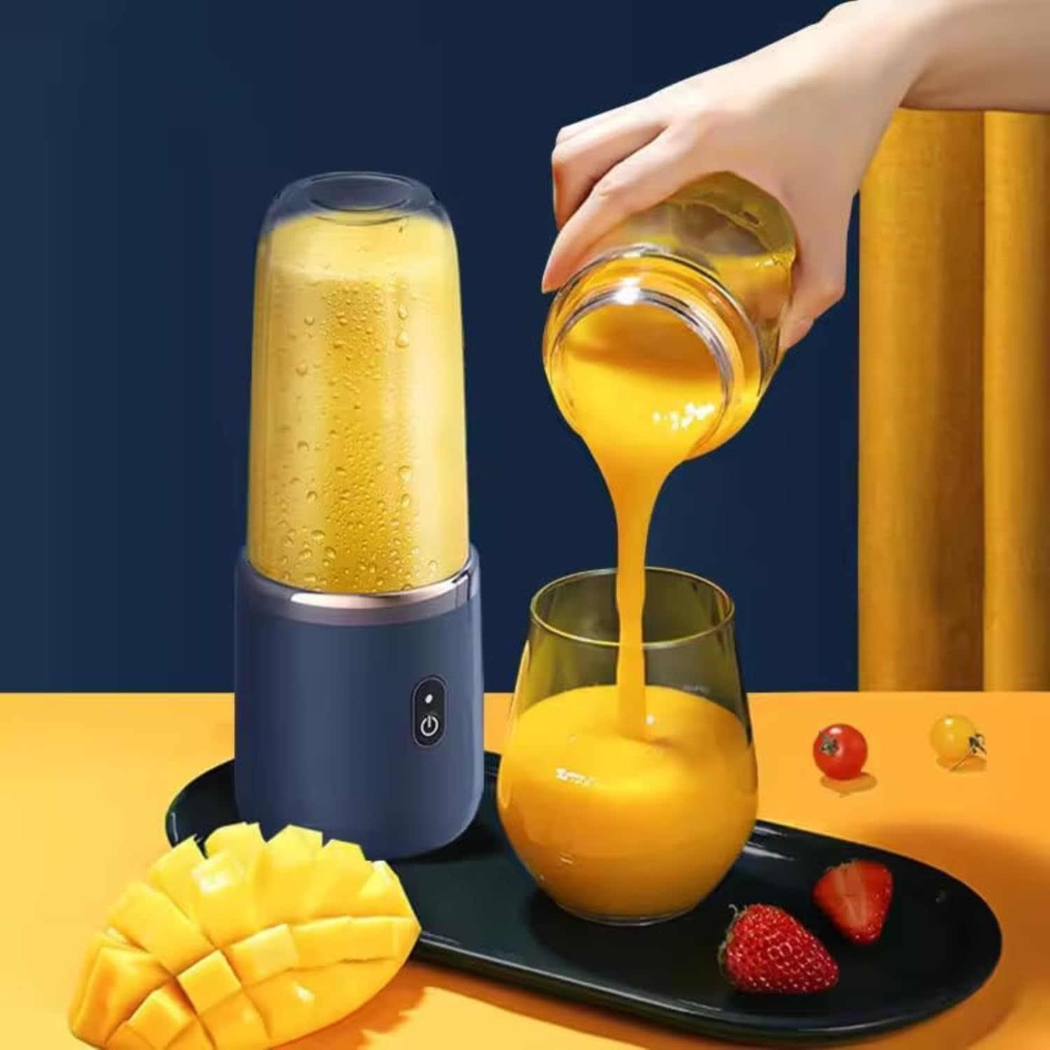 Portable Blender Electric Juicers Fruit Mixers USB Rechargeable Smoothie Mini Personal Juicer 6 Blades 3Gears With 1500 Mah Rechargeable Battery-Smoothie Food Blender