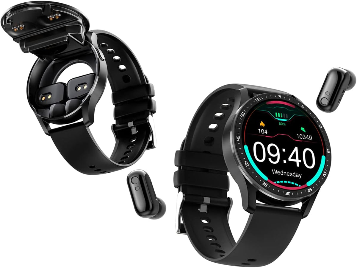 Smart Watch with Earbuds,2 in 1 TWS Smartwatches,1.43" Colorful Smartwatch for Waterproof Fitness Tracker Long Time Standby (Black)