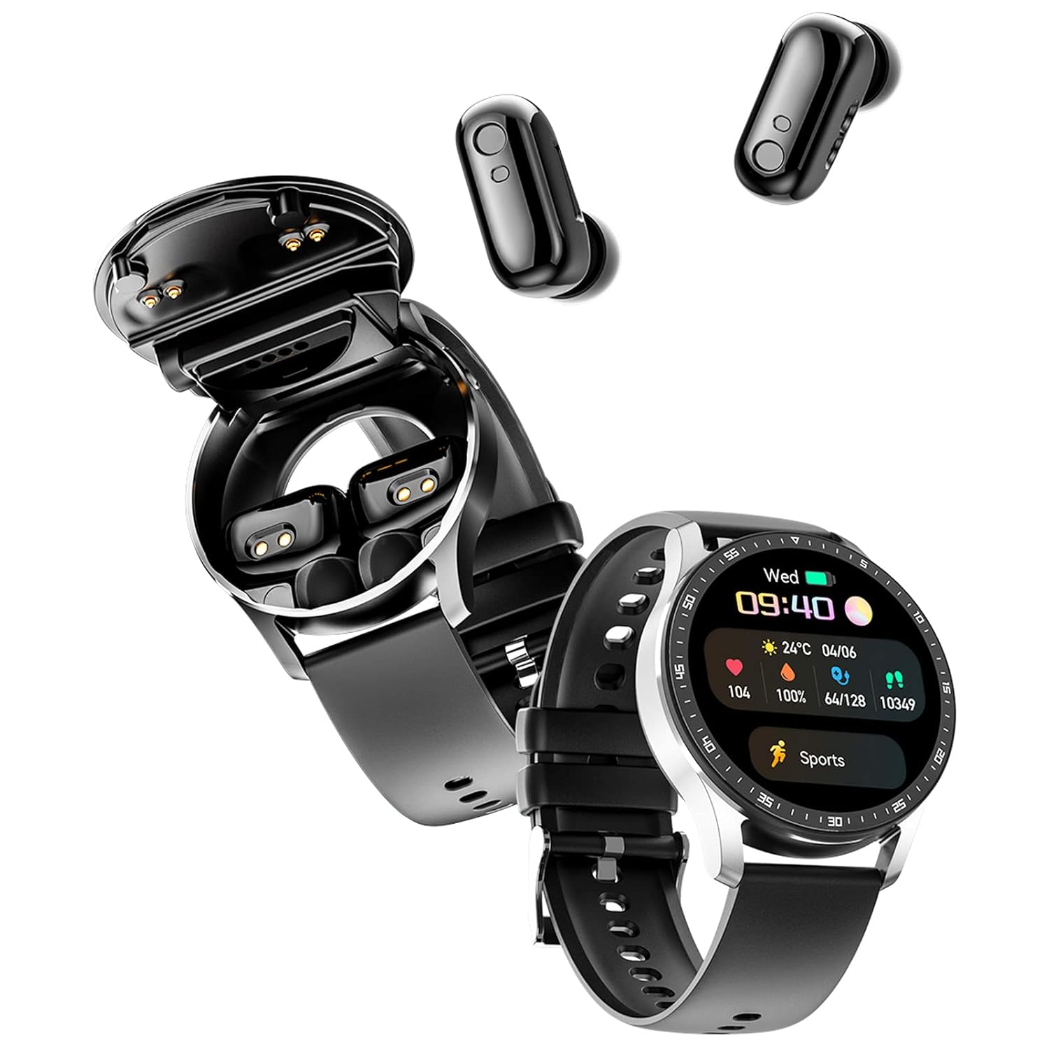 Smart Watch with Wireless Earbuds, 2-in-1 for Men and Women | Bluetooth Calling, Waterproof, Sleep Monitoring, Fitness Tracking