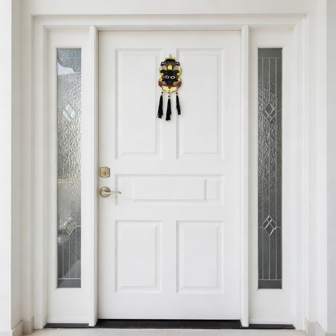 Metal Nazar Battu Wall Hanging 10 Inch – Evil Eye Door Hanging with Kirti Mukh & Naag Ganesha | Hand Painted Vastu Protection Decor for Home Entrance