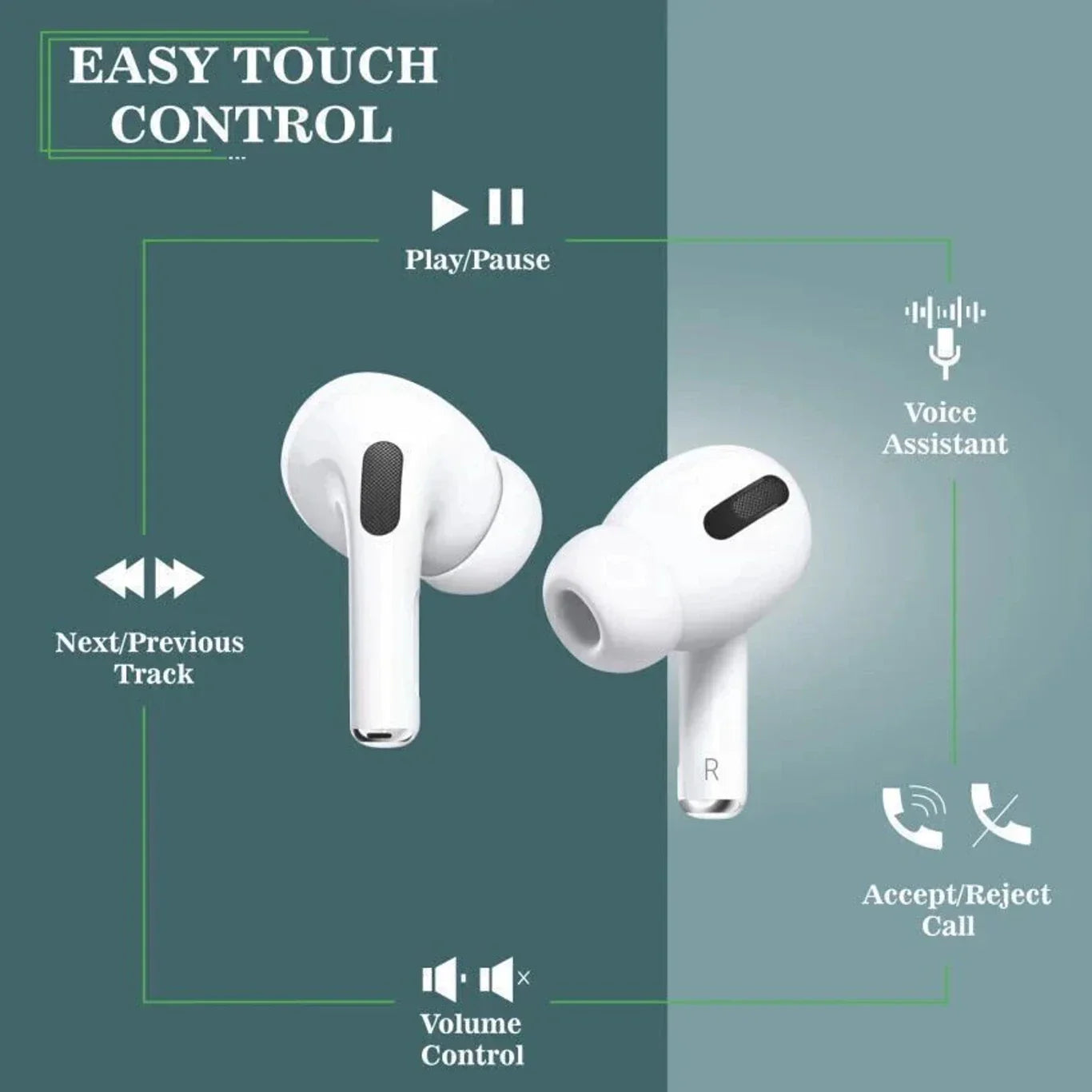 Wireless Earbuds Advance Noise Cancel & Deep Bass Bluetooth Headset